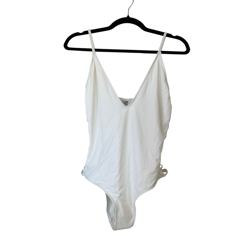 NWT Dippin' Daisy's V-Neck Strappy Side Cutout One Piece Swimsuit‎ White Sz L